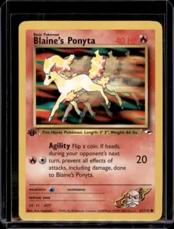 Blaine’s Ponyta 1st Edition Gym Heroes 63/132 WOTC Vintage Pokemon - Near Mint - Image 1