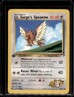 Lt. Surge's Spearow Gym Heroes 83/132 1st Edition Pokemon TCG - Near Mint - Image 1