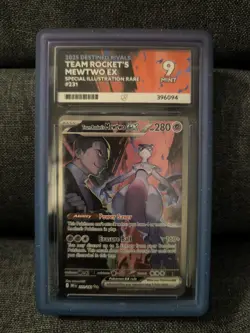 Pokemon Destined Rivals Team Rocket’s Mewtwo EX 231/182 Graded ACE 9 SIR - Image 1