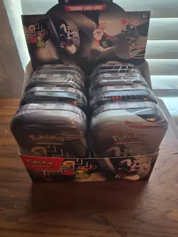 Pokemon Unova Black Bolt White Flare Mini Tin Display 8 tins 16 packs Sealed - Image 1