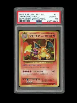 Pokemon PSA 10 GEM MINT Charizard 1st Edition CP6 Japanese 20th Base Art Card 11 - Image 1
