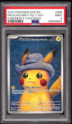 Pokemon Cards - PSA 9 Pikachu With Grey Felt Hat 085 - Van Gogh Black Star Promo - Image 1