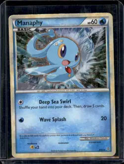 Manaphy Holo - 3/95 HGSS Unleashed English Pokemon Card - 2010 - Heavy Play - Image 3