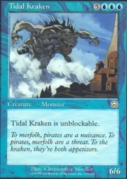 MTG Tidal Kraken, Mercadian Masques, Damaged, English - Image 1