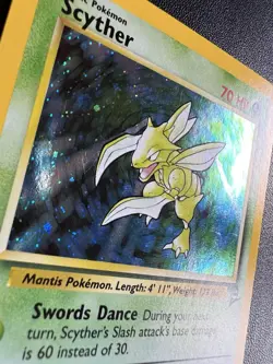 Pokemon TCG Scyther Base Set 2 17/130 Holo Unlimited Holo Rare LP W/ Swirl 🌀 - Image 3