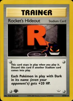 Pokemon TCG Card WOTC Vintage Wizards 1st Edition Rocket's Hideout Neo Revelati - Image 1