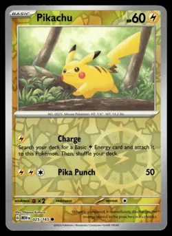PIKACHU - 025/165 Common 151 Pokemon Reverse Holo NM - Image 1