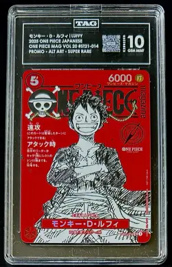 TAG 10 One Piece ST21-014 SR Monkey.D.Luffy - JP - Foil - Magazine Promo- Graded - Image 1