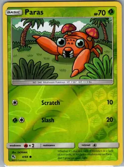 Paras 4/68 Reverse Holo Hidden Fates - Pokemon Card - NM - Image 1