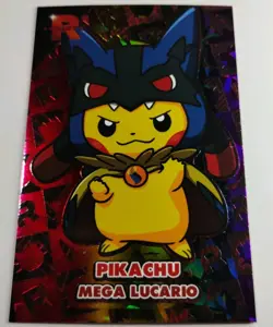 Pikachu Mega Lucario Poncho Rainbow Holo Pokemon Rocket Card Database - Image 2