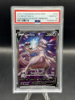 2022 POKEMON SWSH BLACK STAR PROMO #229 FULL ART/MEWTWO V PSA 10 - Image 1