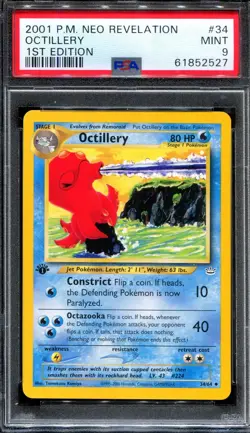 PSA 9 Pokemon 2001 1st Edition Neo Revelation Octillery Uncommon #34 - Image 1