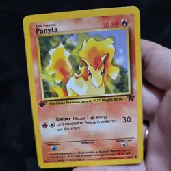 LP Ponyta 64/82 Common - 1st Edition Team Rocket Vintage Pokemon Card - Image 1