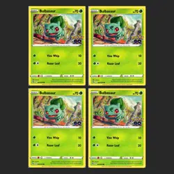 4x Bulbasaur 001/078 Sword & Shield Pokemon GO 2022 Pokemon Cards Playset - Image 1