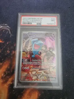 POKEMON 2025 SVP EN 2 Destined Rivals ETB Promo ROCKET'S WOBBUFFET #203 PSA 9 - Image 1