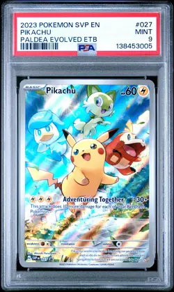 2023 POKEMON SVP EN-SV BLACK STAR PROMO #027 PIKACHU PSA 9 - Image 1