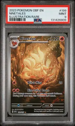 2023 POKEMON OBF EN-OBSIDIAN FLAMES ILLUSTRATION RARE #199 NINETALES PSA 9 - Image 1