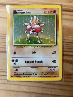 Pokemon TCG Hitmonchan Base Set 7/102 Holo 1999-2000 Wizards Base Set Copyright - Image 1