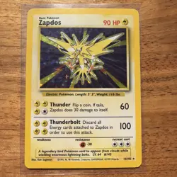 Pokemon TCG Zapdos Base Set Holo Unlimited Rare Card 16/102 LP - Image 1