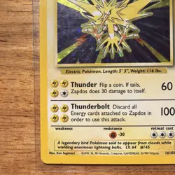 Pokemon TCG Zapdos Base Set Holo Unlimited Rare Card 16/102 LP - Image 5
