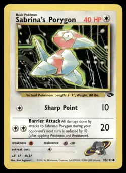2000 Pokemon Gym Challenge Sabrina’s Porygon VTG UNplayed #98/132 WOTC TGC - Image 1