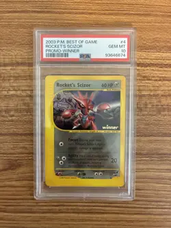 Pokemon Card Rocket's Scizor 4 Winner Stamp Best of Game Promo PSA 10 GEM MINT - Image 1