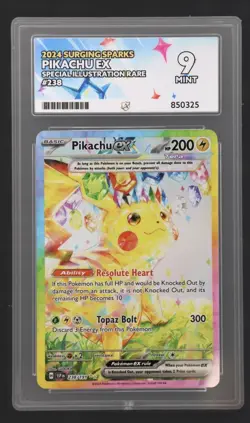 Pokemon TCG Surging Sparks Pikachu EX Card 238/191 Sir Ace 9 slab not psa - Image 1