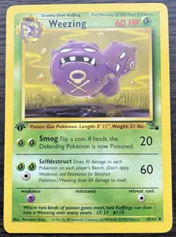1st Edition Weezing 45/62 Pokemon TCG WOTC Base Set Fossil MINT NM - Image 1
