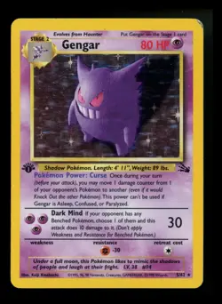#2 1st Edition Gengar 5/62 Fossil 1999 Holo Rare WOTC Pokemon Card TCG - Image 1