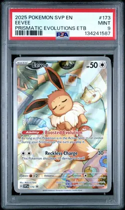 2025 Pokemon Prismatic Evolutions ETB Eevee #173 Black Star Promo PSA 9 - Image 1