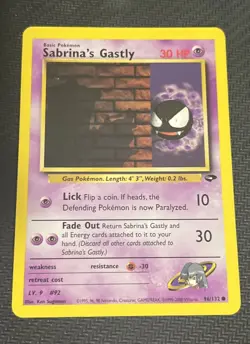 2000 Pokemon Gym Heroes Sabrina’s Gastly Lightly Played No. 96/132 - Image 1