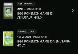 1999 Pokemon Base Set Venusaur Holo 15/102 - PSA N8 Miscut-Severe Factory Error - Image 5