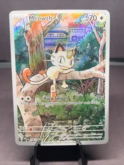 Pokemon TCG Meowth 106/094 Illustration Rare Full Art Holo Phantasmal Flames - Image 1