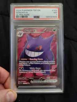 Pokemon 2024 TEF EN Gengar Ex Ultra Rare PSA 7 NM - Image 1