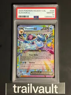 2025 Pokemon Holiday Calendar Glaceon EX #026 | PSA GEM-MINT 10 - Image 1