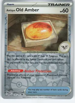 Antique Old Amber 154/165 Reverse Holo SV: Scarlet & Violet 151 NM Pokemon - Image 1