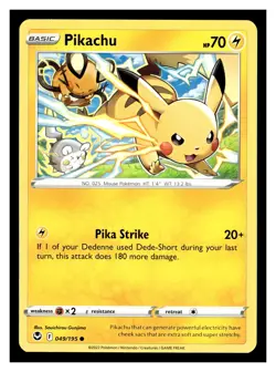 Nintendo Pokemon SWSH12: Silver Tempest Pikachu #049/195 Common - Image 1