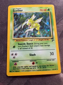Pokemon Base Set 2 BS2 - Scyther HOLO - 17/130 - EX Clean - Pokemon Holofoil! - Image 1
