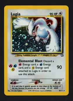 Lugia 9/111 Neo Genesis Unlimited Holofoil Holo Rare Swirl Pokemon TCG! - Image 1
