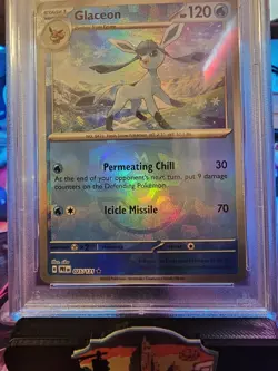 2025 Pokemon Prismatic Evolutions Master Ball Reverse Holo GLACEON #025 PSA 8 - Image 3
