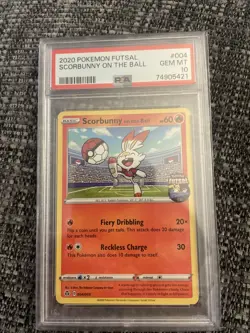 PSA 10 Pokemon Futsal Scorbunny on the ball 004/005 - Image 1