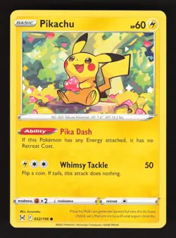 Pikachu 052/196 Pokemon Lost Origin Holo Card - Image 1