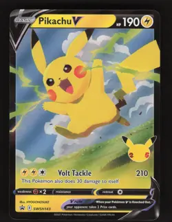 Pikachu V SWSH143 Pokemon Celebrations Black Star Promo Holo Card - Image 1