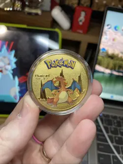 Pokemon Charizard Collectible Coin Gold Tone Metal Medallion Souvenir Rare, Mint - Image 2