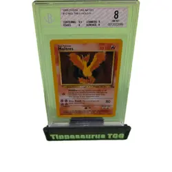 Pokemon Fossil Moltres 12/62 Holo Rare Unlimited Beckett 8 1999 Card - Image 1