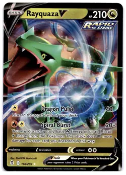 Rayquaza V 110/203 Pokemon TCG Sword & Shield Evolving Skies Holo MINT NM - Image 1