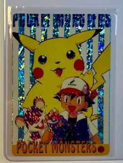PIKACHU ASH RAT Pokemon Prism Foil Sticker 1999 Holo Japanese Anime Vintage RARE - Image 1