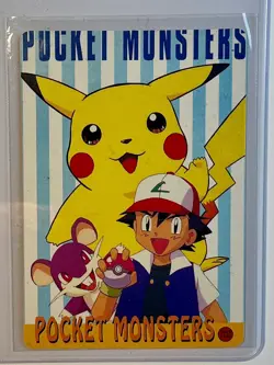 PIKACHU ASH RAT Pokemon Prism Foil Sticker 1999 Holo Japanese Anime Vintage RARE - Image 2