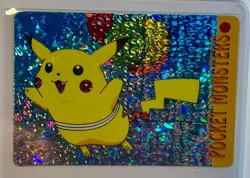 PIKACHU BALLOONS Pokemon Prism Foil Sticker 1999 Holo Japanese Anime Vintage - Image 1