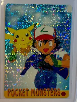 ASH RUN PIKACHU Pokemon Prism Foil Sticker 1999 Holo Japanese Anime Vintage Rare - Image 1